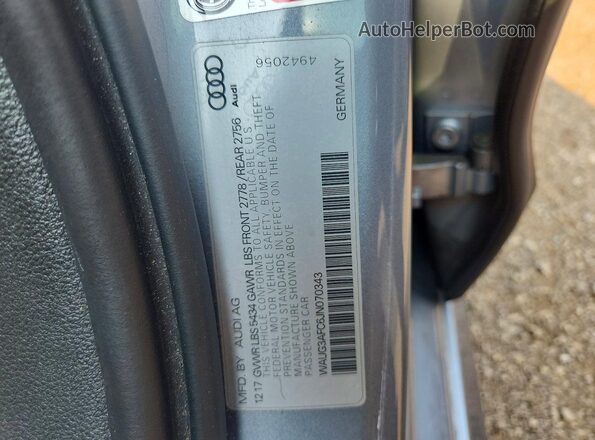 WAUG3AFC6JN070343 2018 AUDI A6 Silver Вид наклейки з VIN-кодом