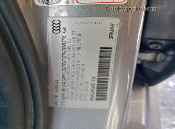 WAUG3AFCXJN018780 2018 AUDI A6 Gray Вид підкапотного простору