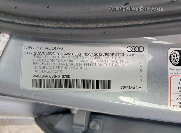 WAUG8AFC3JN048785 2018 AUDI A6 Silver ძრავის განყოფილების ხედი