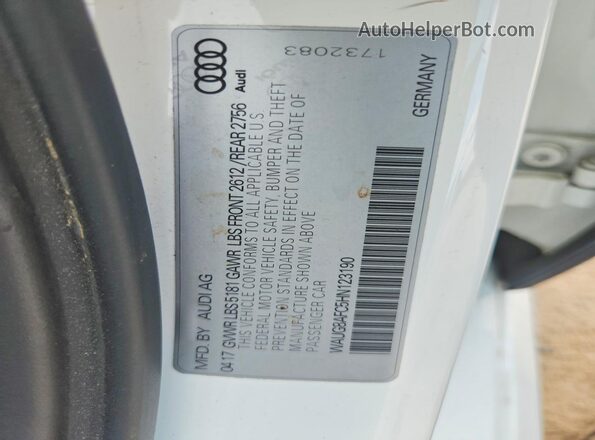 WAUG8AFC5HN123190 2017 AUDI A6 Белый Вид подкапотного пространства
