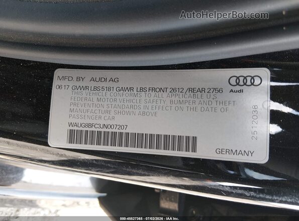 WAUG8BFC3JN007207 2018 AUDI A6 Черный Вид подкапотного пространства