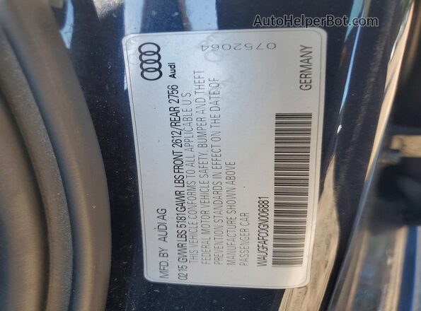 WAUGFAFC0GN006881 2016 AUDI A6 Gray Engine compartment view