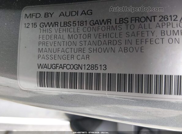 WAUGFAFC0GN128513 2016 AUDI A6 Silver Widok komory silnika