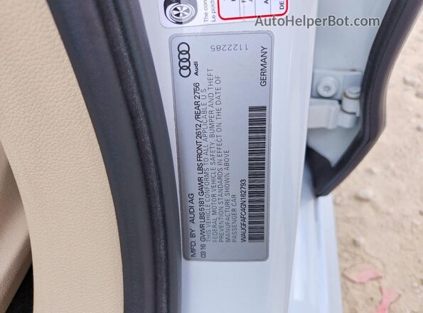 WAUGFAFC4GN162793 2016 AUDI A6 White Vista del compartimento del motor
