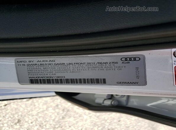 WAUGFAFCXGN118023 2016 AUDI A6 White Widok komory silnika