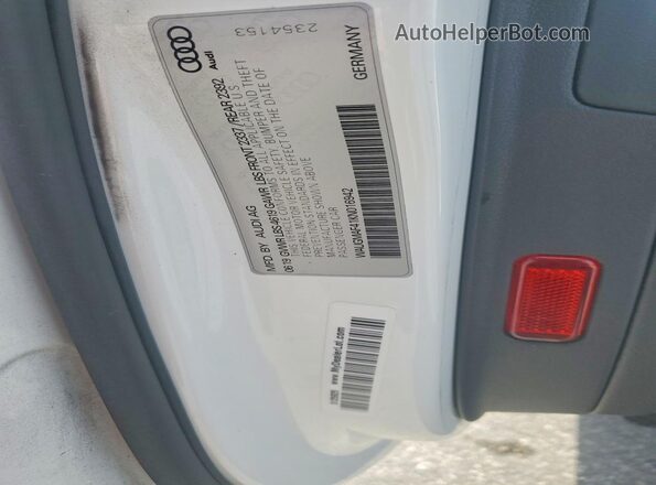 WAUGMAF41KN016942 2019 AUDI A4 Белый Вид наклейки с VIN-кодом