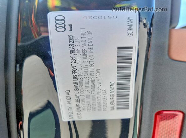 WAUGMAF46LA044745 2020 AUDI A4 Black Вид підкапотного простору