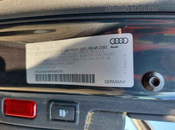 WAUGMAF48HN065791 2017 AUDI A4 Gray VIN კოდის სტიკერის ხედი