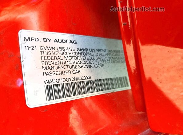 WAUGUDGY2NA023901 2022 AUDI A3 Red Engine compartment view