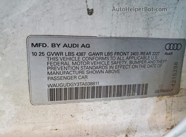 WAUGUDGY3TA038811 2026 AUDI A3 White Շարժիչի բաժամունքի տեսք
