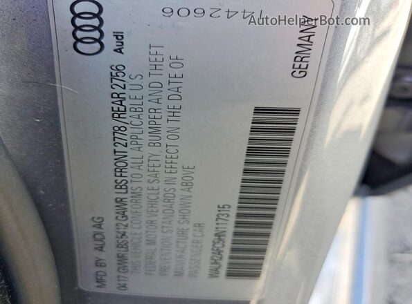WAUH2AFC5HN117315 2017 AUDI A6 Gray Вид підкапотного простору