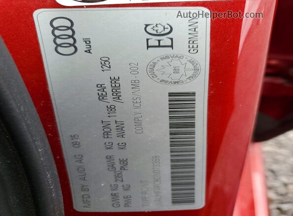 WAUHFAFC8GN073359 2016 AUDI A6 Red Widok komory silnika