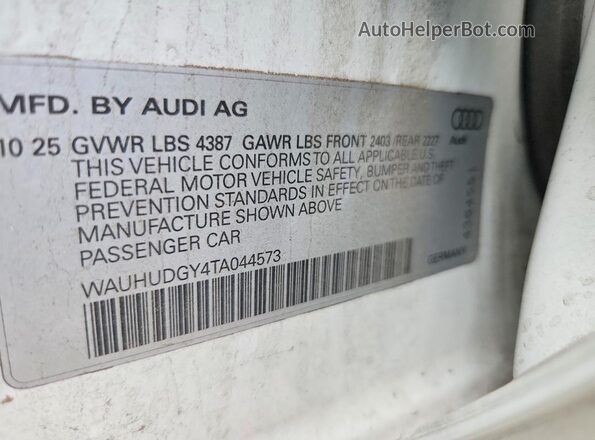 WAUHUDGY4TA044573 2026 AUDI A3 White Вид наклейки з VIN-кодом