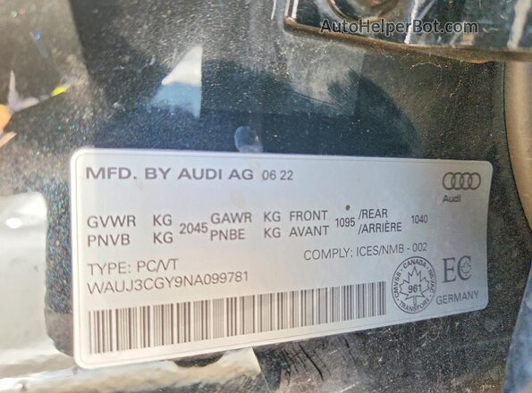 WAUJ3CGY9NA099781 2022 AUDI S3 Черный Вид подкапотного пространства