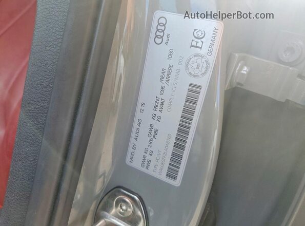 WAUJEGFF2LA046760 2020 AUDI A3 Gray Вид наклейки з VIN-кодом