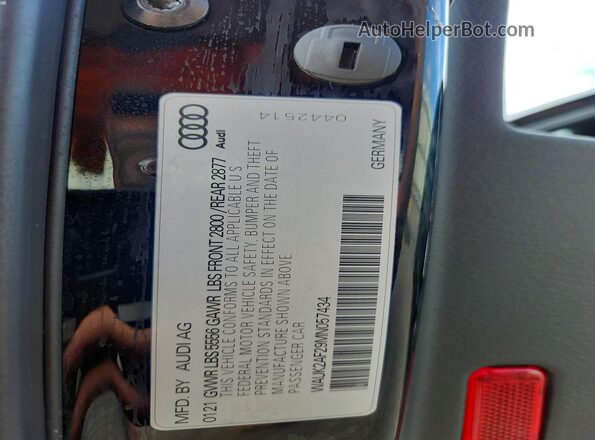 WAUK2AF29MN057434 2021 AUDI A6 Черный Вид наклейки с VIN-кодом