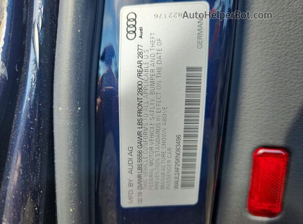 WAUL2AF25KN083496 2019 AUDI A6 Синий Вид подкапотного пространства