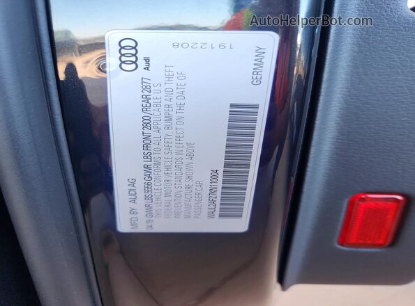 WAUL2AF27KN110004 2019 AUDI A6 Black VIN კოდის სტიკერის ხედი