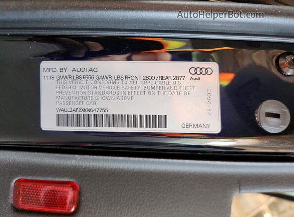 WAUL2AF2XKN047755 2019 AUDI A6 Black Շարժիչի բաժամունքի տեսք