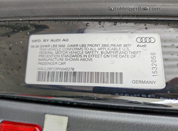 WAUL2BF23RN045278 2024 AUDI A6 Черный Вид подкапотного пространства