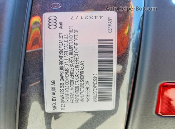WAUL2BF2XPN028345 2023 AUDI A6 Gray Вид наклейки з VIN-кодом