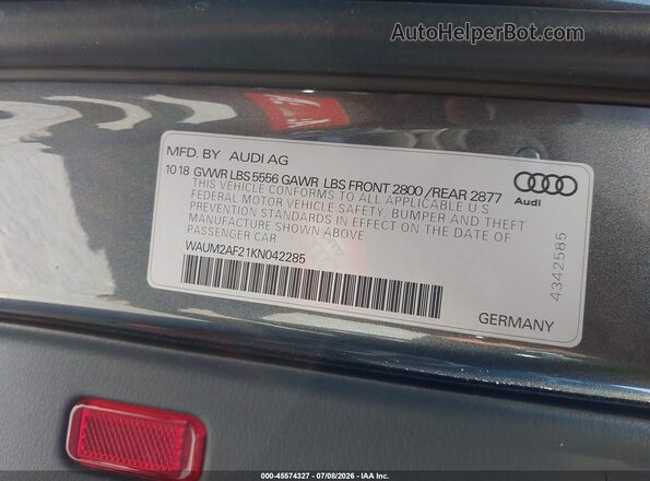 WAUM2AF21KN042285 2019 AUDI A6 Gray ძრავის განყოფილების ხედი