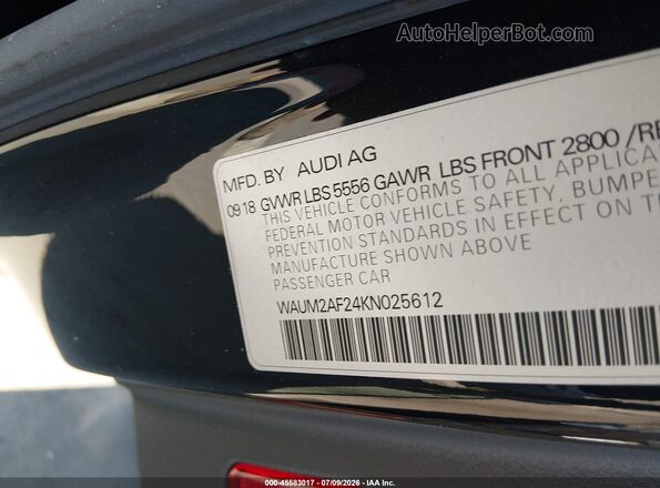 WAUM2AF24KN025612 2019 AUDI A6 Black Շարժիչի բաժամունքի տեսք