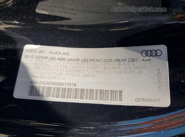 WAUM2AFR0GA017616 2016 AUDI A5 Черный Вид подкапотного пространства