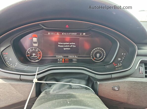 WAUMMAF43JA152840 2018 AUDI A4 White Вид щитка приладів