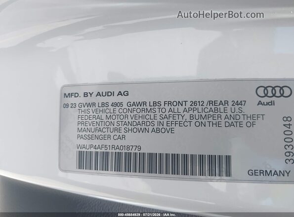 WAUP4AF51RA018779 2024 AUDI S5 White Widok komory silnika