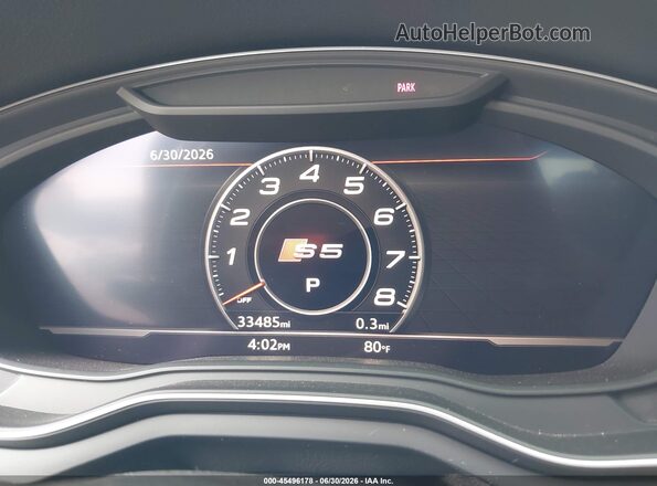 WAUP4AF5XKA066822 2019 AUDI S5 Gray Вид задніх сидінь