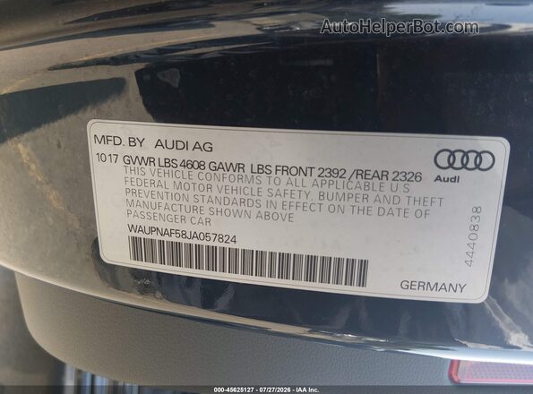 WAUPNAF58JA057824 2018 AUDI A5 Черный Вид подкапотного пространства