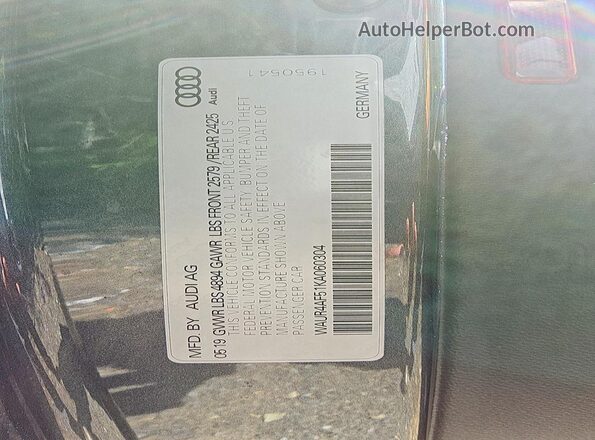 WAUR4AF51KA060304 2019 AUDI S5 Gray Вид спереду