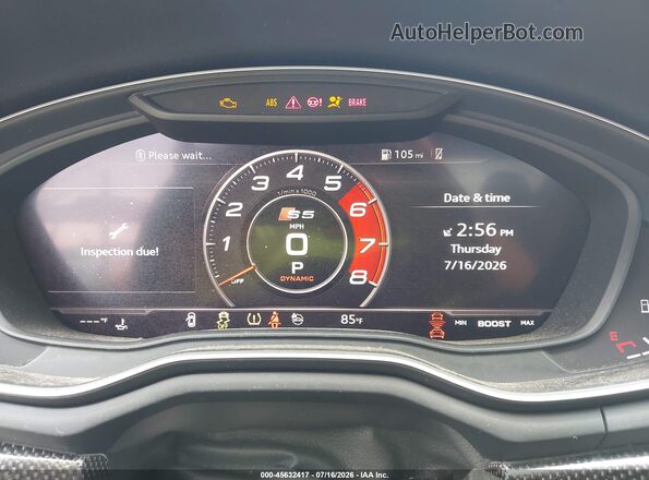 WAUR4AF55KA050844 2019 AUDI S5 Gray უკანა სავარძლების ხედი