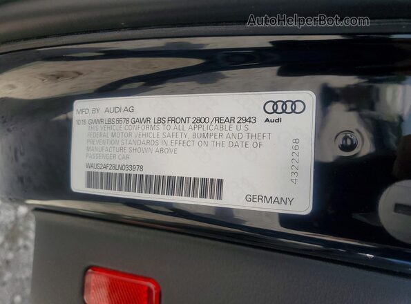 WAUS2AF28LN033978 2020 AUDI A7 Black Widok komory silnika