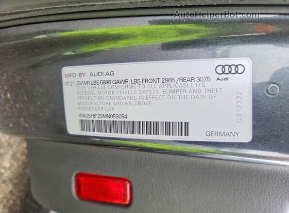 WAUSFBF29MN053054 2021 AUDI S7 Серый Вид подкапотного пространства