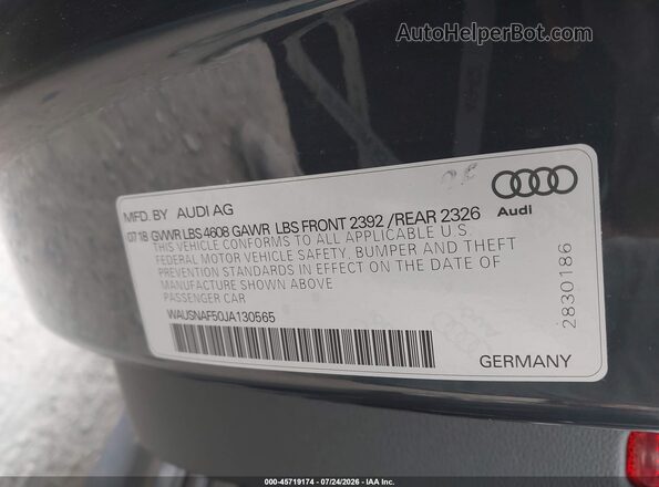 WAUSNAF50JA130565 2018 AUDI A5 Серый Вид подкапотного пространства