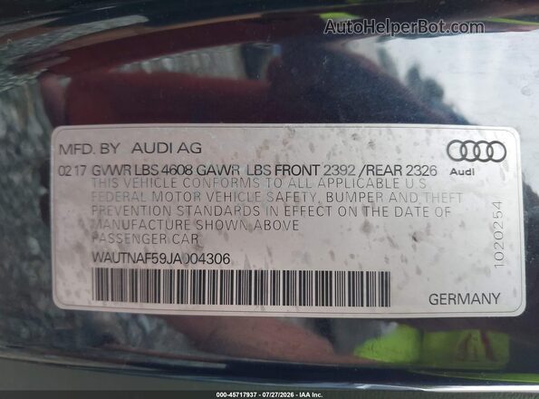 WAUTNAF59JA004306 2018 AUDI A5 Черный Вид подкапотного пространства