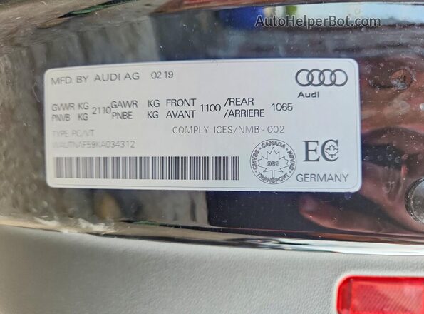 WAUTNAF59KA034312 2019 AUDI A5 Черный Вид подкапотного пространства