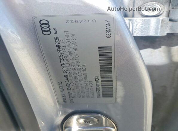WAUTPBFF3GA107061 2016 AUDI A3 Silver VIN კოდის სტიკერის ხედი