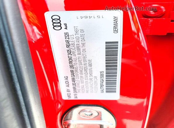 WAUTPBFF4GA150615 2016 AUDI A3 Красный Вид подкапотного пространства