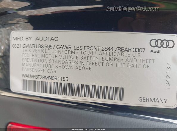 WAUVPBF29MN081186 2021 AUDI OTHER Black Вид підкапотного простору