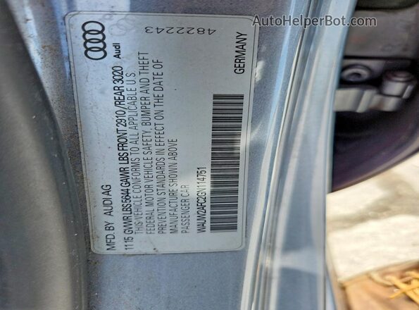 WAUW2AFC2GN114751 2016 AUDI S7 Silver VIN კოდის სტიკერის ხედი