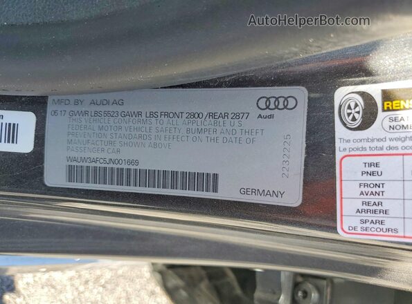 WAUW3AFC5JN001669 2018 AUDI A7 Gray Շարժիչի բաժամունքի տեսք