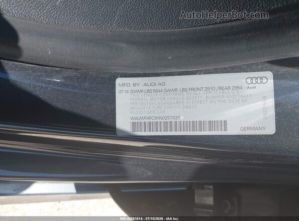 WAUWFAFC3HN025762 2017 AUDI S7 Серый Вид подкапотного пространства