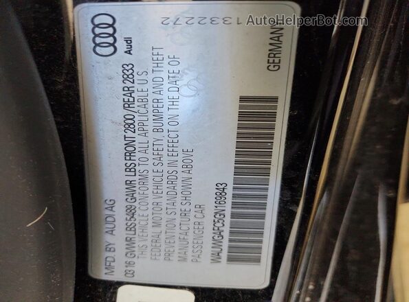 WAUWGAFC5GN169843 2016 AUDI A7 Black Vista del compartimento del motor