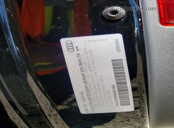 WAUY4GF5XMN001486 2021 AUDI S5 Черный Вид наклейки с VIN-кодом