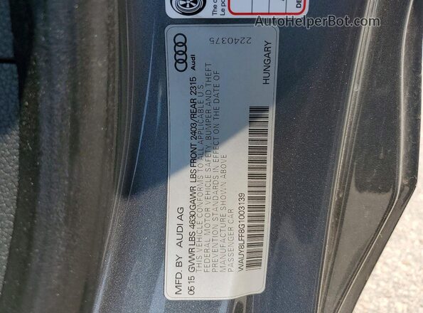 WAUY8LFF8G1003139 2016 AUDI A3 Charcoal Widok komory silnika