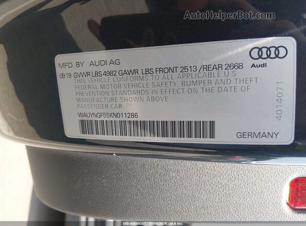 WAUYNGF55KN011286 2019 AUDI A5 Gray Vista del compartimento del motor