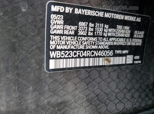 WB523CF04RCN46056 2024 BMW IX Black Vista de la etiqueta del VIN